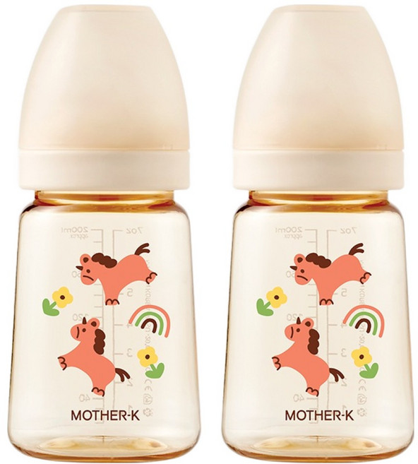 마더케이 유니콘 베이직 PPSU 무꼭지 젖병, 크림, 180ml, 2개
