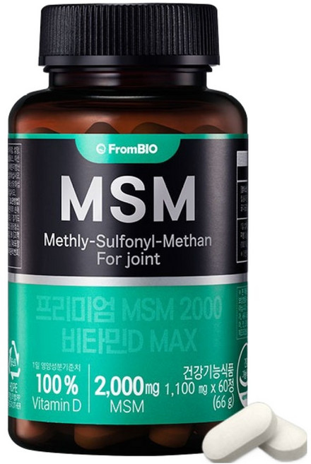 FromBIO 頂級 MSM 2000 維他命D MAX 66g, 1個, 60錠