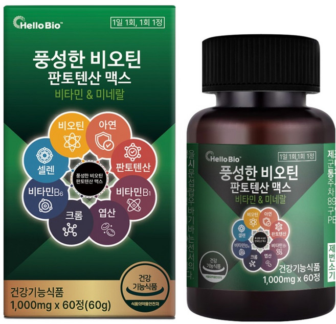 헬로바이오 풍성한 비오틴 판토텐산 맥스 60g, 1개, 60정