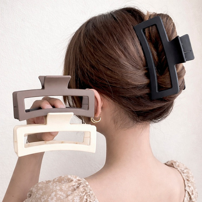 하우블리 여성용 시그니처 대형 무광 반묶음 올림 헤어 집게핀 13cm 3종 세트