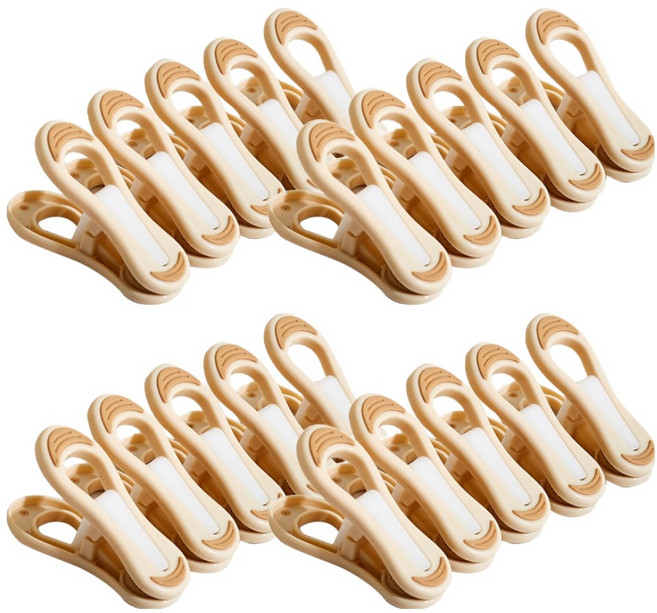 해피굿즈 다용도 손상없는 미끄럼방지 심플 빨래집게, 브라운, 20개