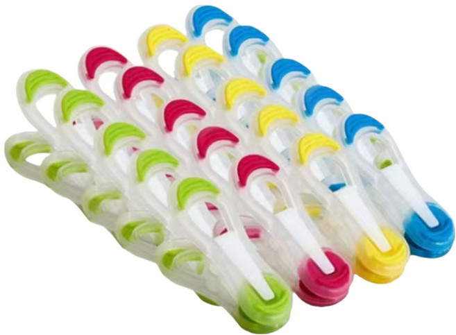 해피굿즈 다용도 손상없는 미끄럼방지 심플 빨래집게 4종 x 5p 세트, 투명 그린, 투명 레드, 투명 블루, 투명 옐로우, 1세트