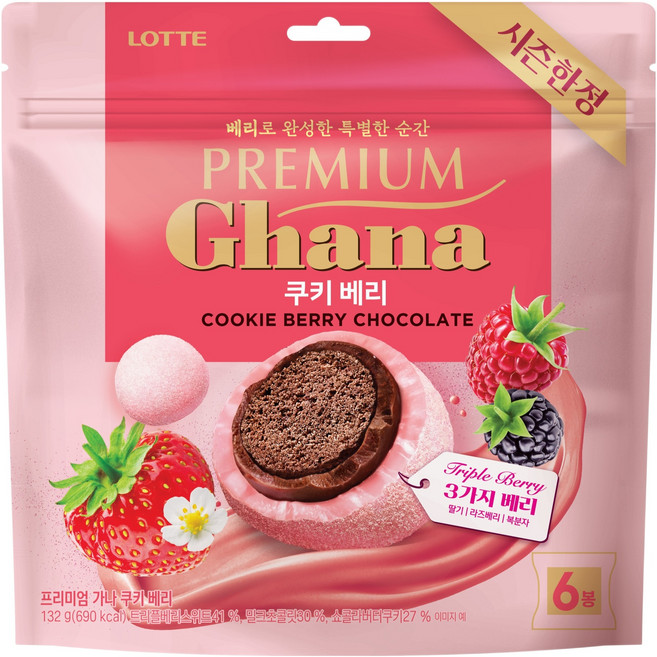 가나 프리미엄 쿠키 베리 초콜릿 쉐어팩 6p, 1개, 132g