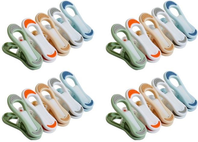 해피굿즈 다용도 손상없는 미끄럼방지 심플 빨래집게 5종 x 4p 세트, 그레이, 그린, 블루, 오렌지, 브라운, 1세트