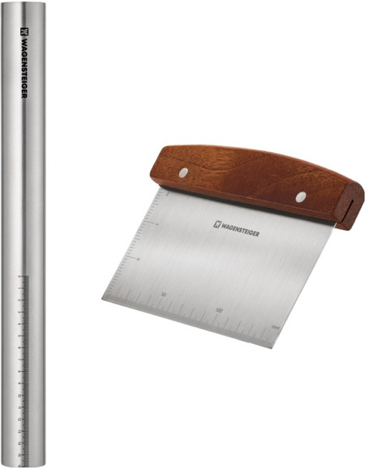 바겐슈타이거 베이킹 툴 스텐 밀대 롤링핀 + 전문가용 스크래퍼 세트, 1세트