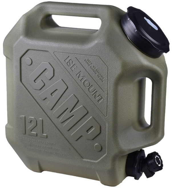 ISE MOUNT 小島嶼山 極致軍風大容量儲水桶/露營野餐茶水桶 12L, 軍綠色, 1個