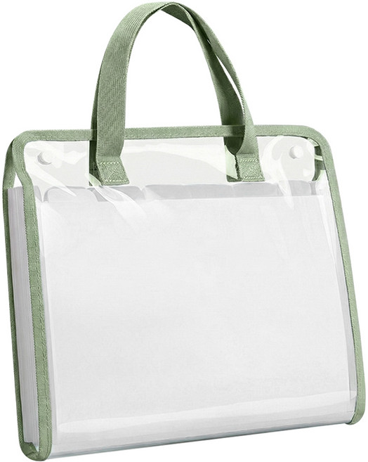 모던앳 손잡이 13칸 아코디언 파일 가방, 그린, 1개