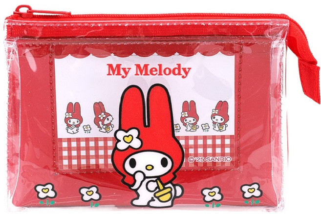 三麗鷗 美樂蒂 復古 雙層 PVC 化妝 旅行用 收納包, 紅色, 1個