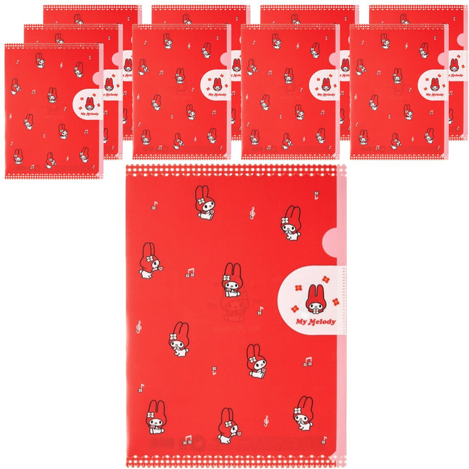 산리오 마이멜로디 서류정리 레트로 덮개 L홀더, 레드, 10개