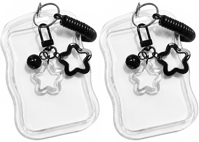 모던앳 학생증 키링 포토카드 케이스, 블랙, 2개