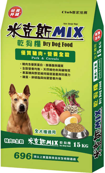 MIX 米克斯 全犬基礎乾狗糧 全穀, 15kg, 1個, 豬肉