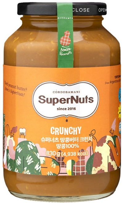 슈퍼너츠 100% 땅콩 피넛버터 크런치, 830g, 1개