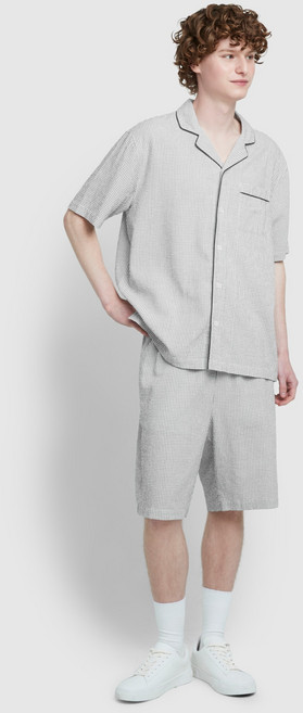 JAJU 男士棉質人造絲五分睡衣上衣 下褲