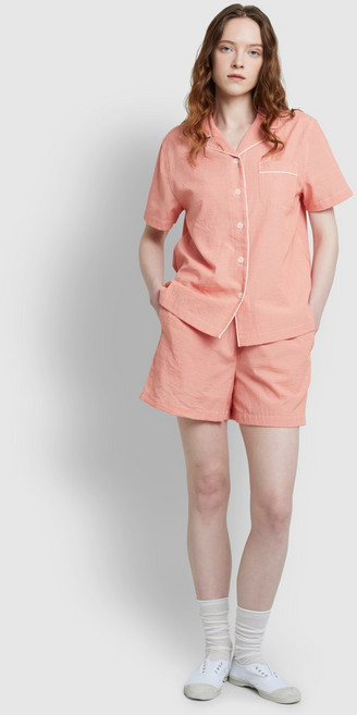 JAJU 여성용 시어서커 체크 3부 파자마 상의 하의