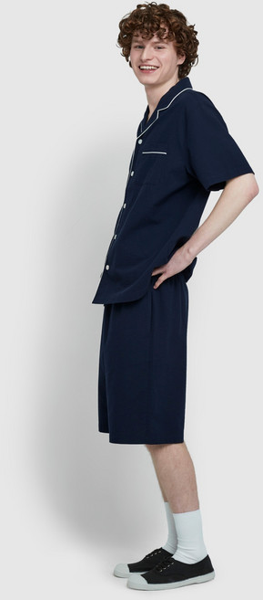 JAJU 男士泡泡紗五分睡衣上衣 下褲