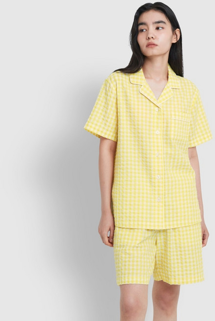 JAJU 여성용 시어서커 5부 파자마 상의 하의