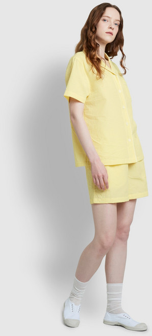 JAJU 여성용 시어서커 체크 3부 파자마 상의 하의