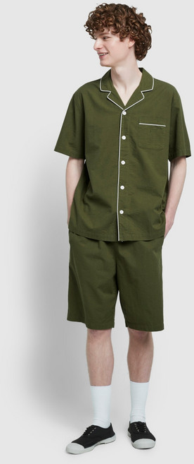 JAJU 男士泡泡紗五分睡衣上衣 下褲