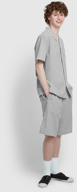 JAJU 남성용 시어서커 5부 파자마 상의 하의