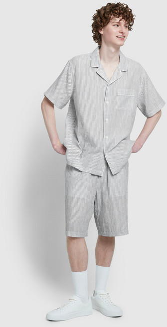 JAJU 남성용 썸머 더블 코튼 5부 파자마 상의 하의