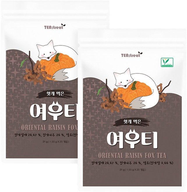 티트리트 헛개 먹은 여우티, 2개, 20개입, 1.55g