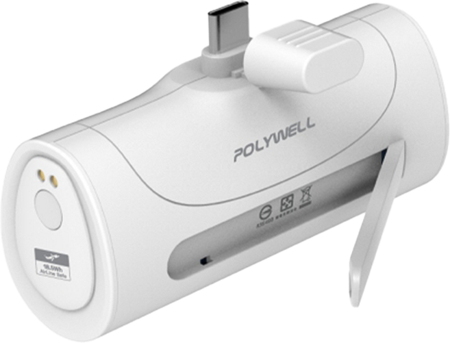 POLYWELL 寶利威爾 隱形式支架20W直插式行動電源 5000mAh Type-C, 白色, DDS003-01