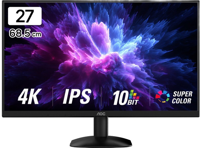 AOC 4K UHD AOC IPS 보더리스 HDR 시력보호 무결점 모니터, 68.58cm, U27B35