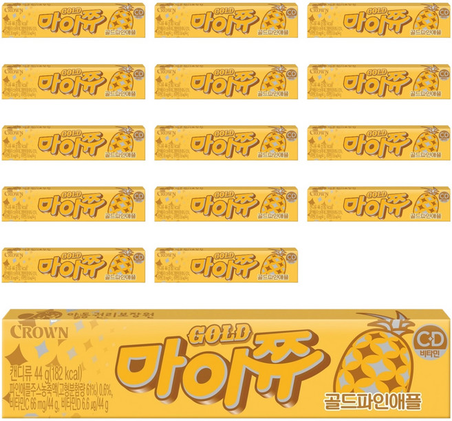 CROWN 皇冠 Mychew 黃金鳳梨咀嚼軟糖, 44g, 15個