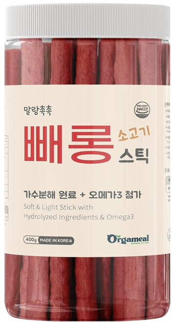 올가밀 강아지 말랑촉촉 빼롱스틱, 400g, 1개, 소고기