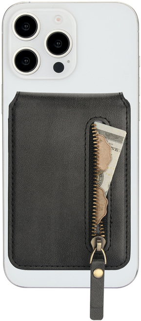 Delirium 零錢收納拉鍊式高級皮革MagSafe卡夾, 黑色, 1個