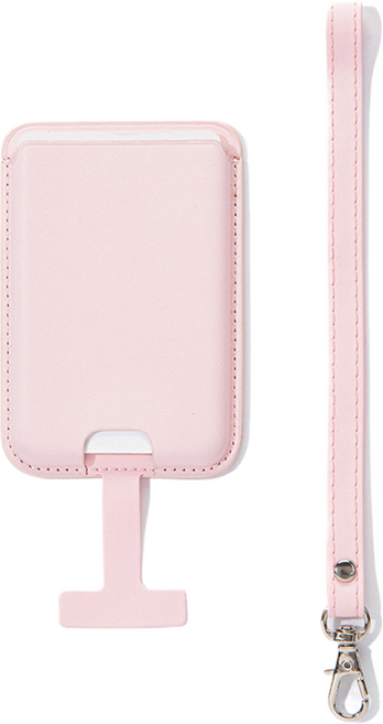 델리리움 분실 방지 스트랩 맥세이프 카드지갑 + 스트랩 세트, 핑크, 1세트