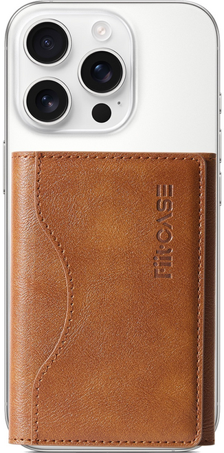 Delirium 2層折疊式皮革 MagSafe 卡夾 iPhone 15, 深棕色, 1個