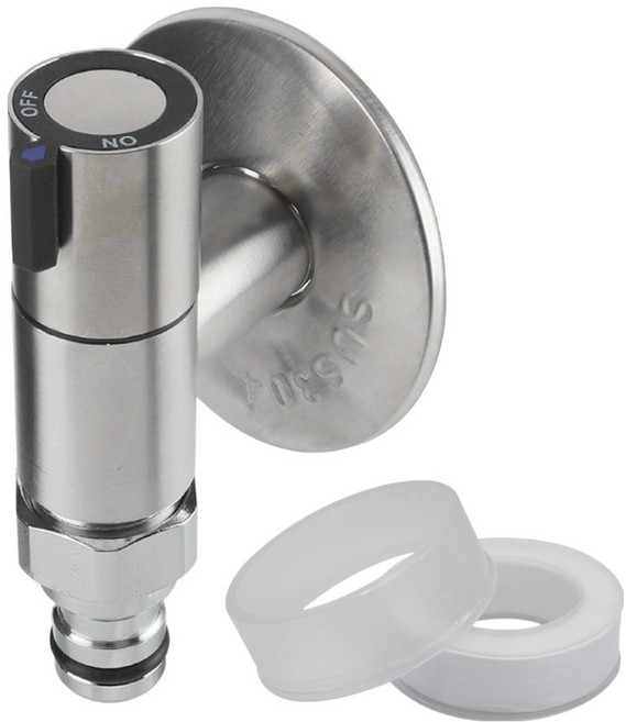 미리내 SUS304 슬림 납작 세탁기 커플링 수도꼭지 냉수, 1개