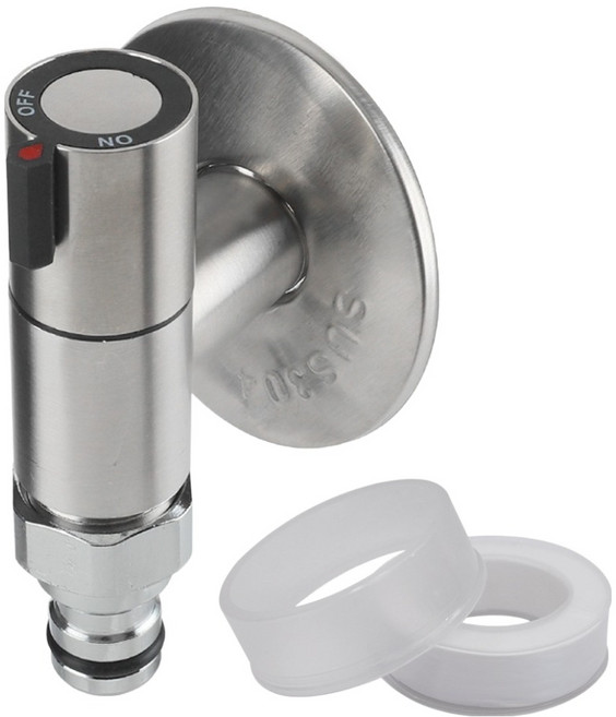 미리내 SUS304 슬림 납작 세탁기 커플링 수도꼭지 온수, 1개