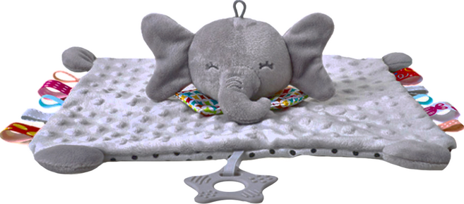 OhBabyLaugh 愛笑寶 動物玩偶安撫巾, 灰色大象, 1個