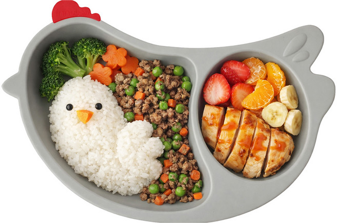 파미레 국내산 실리콘 꼬꼬 미니 흡착식판, 크림그레이, 1개