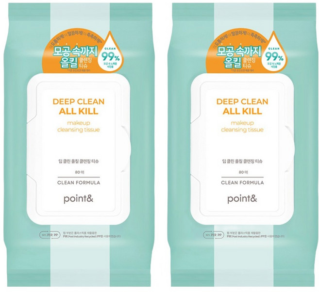포인트앤 딥 클린 올킬 클렌징 티슈, 80매입, 445g, 2개
