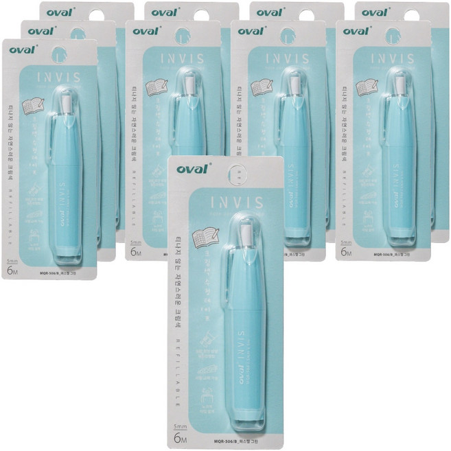 oval 歐文 Invis 修正帶, 粉彩綠, 10個