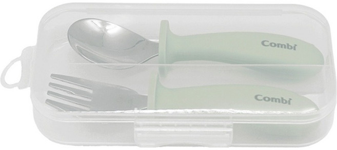 콤비 스푼포크 케이스 세트, 민트, 1세트, 스푼 + 포크 + 케이스