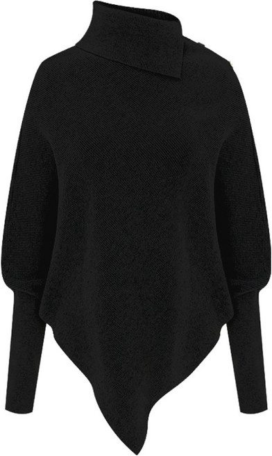 티뷰 여성용 하이넥 버튼 가오리 돌먼 니트 V6A-CKN008