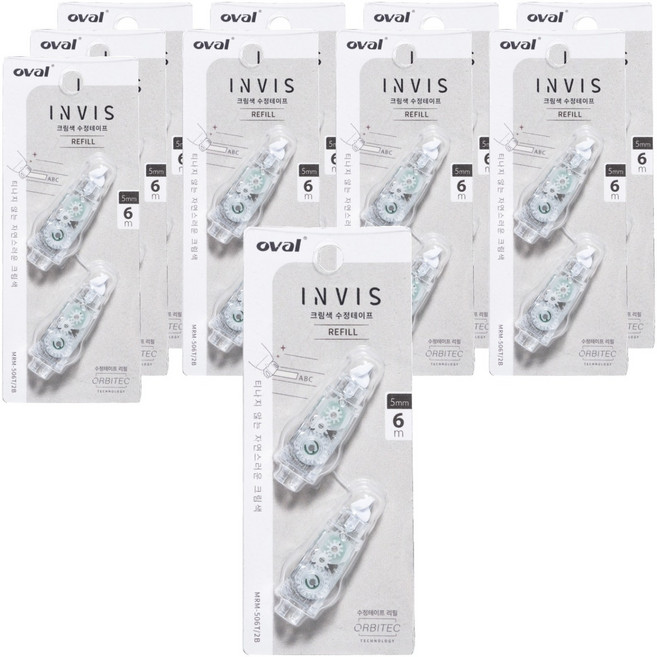 oval 歐文 Invis 修正帶替換帶 2入, 透明, 10個