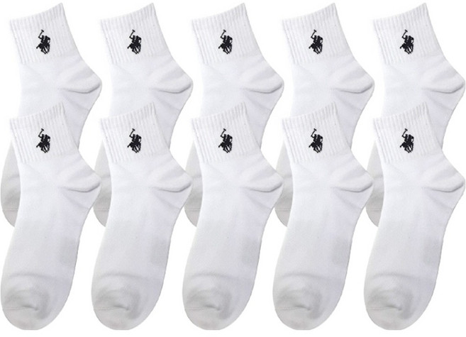 비버리힐스폴로클럽 남성용 중목 로고 양말 10켤레