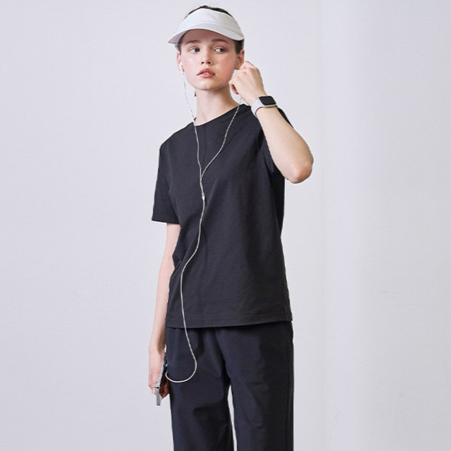 베이직하우스 여성용 통기성 소로나 레귤러핏 라운드 무지 반팔 티셔츠 L1TS3202