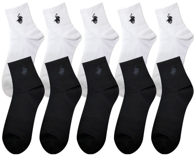 비버리힐스폴로클럽 남성용 중목 로고 양말 10켤레