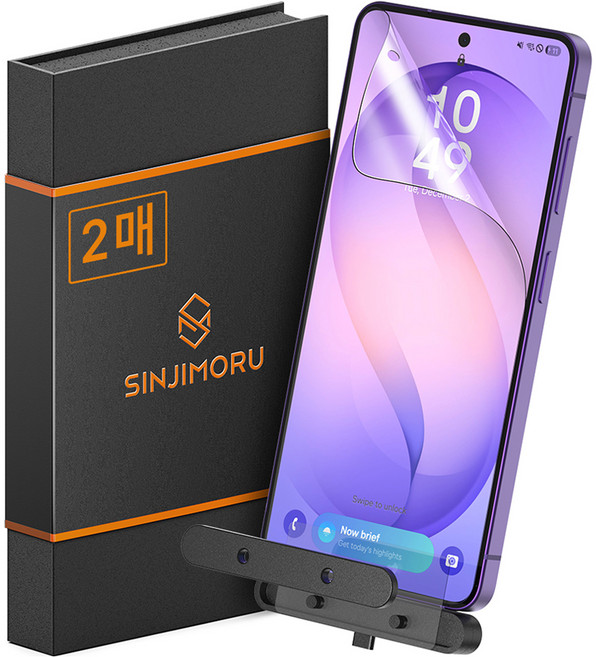 신지모루 쉬운부착 PET 풀커버 복원 휴대폰 액정보호필름 2p 세트, 1세트