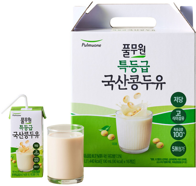 풀무원 특등급 국산콩 두유, 16개, 190ml