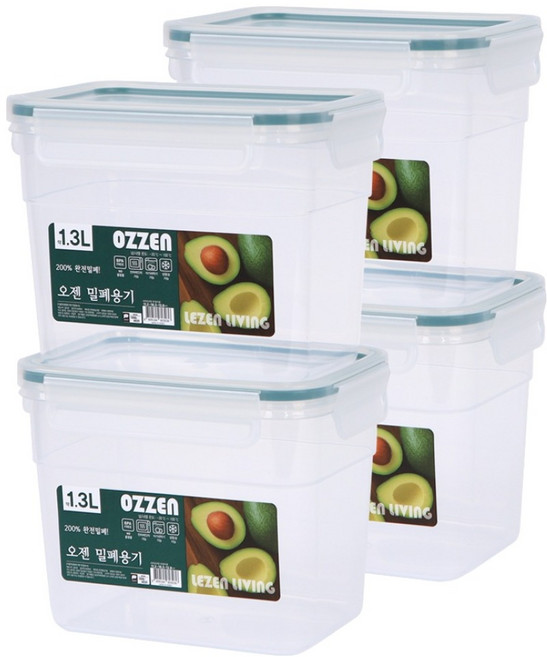 Ozen 密封容器, 4個, 1.3L
