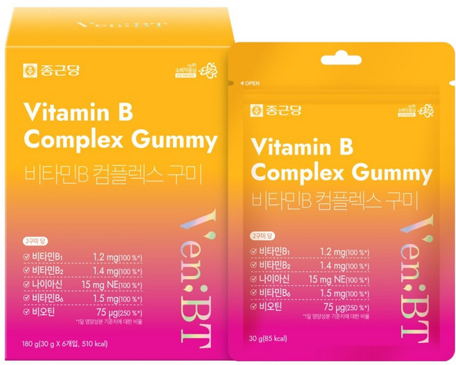 venbt 每日護理零糖維他命B軟糖 60入, 180g, 1個