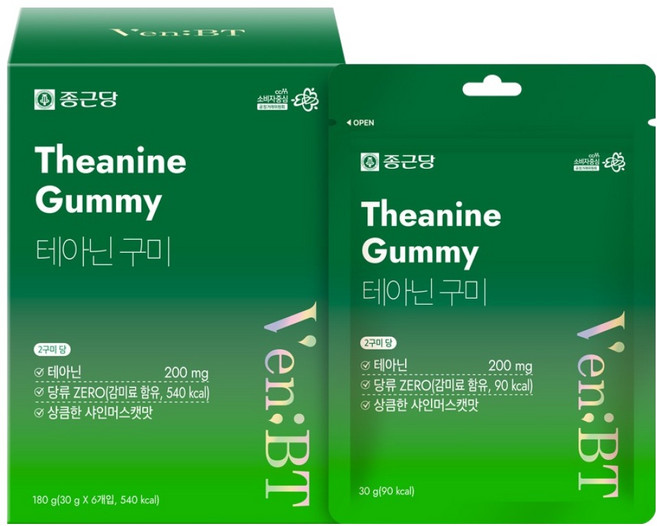 venbt 每日護理零糖茶胺酸軟糖 60入, 180g, 1個