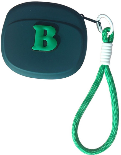 맘스핑거 케이블 에어팟 보관 휴대용 방수 로고 실리콘 이어폰 가방 우븐팔찌, 진한녹색, 1개